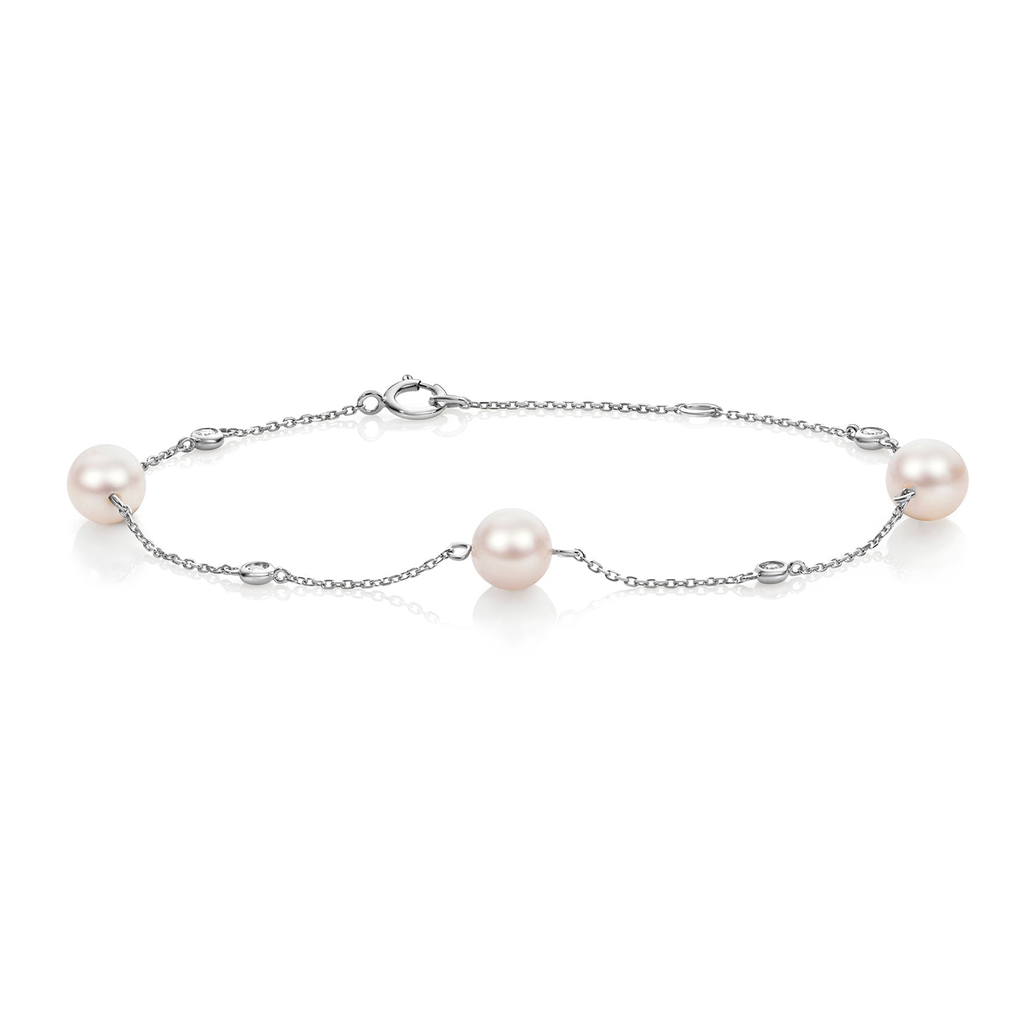 Akoya Pearl and Diamond Bracelet - 18k White Gold