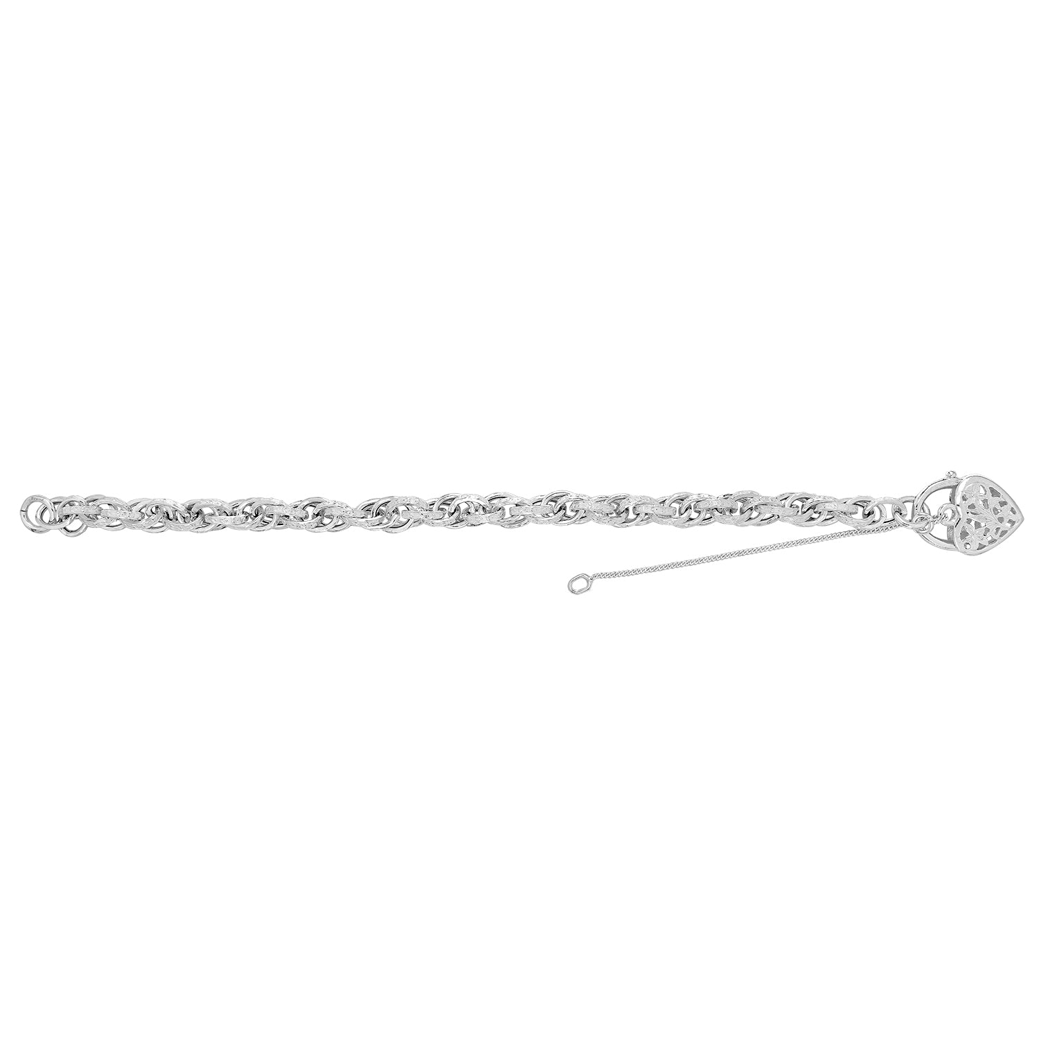 Victorian Heart Padlock Charm Bracelet - Sterling Silver