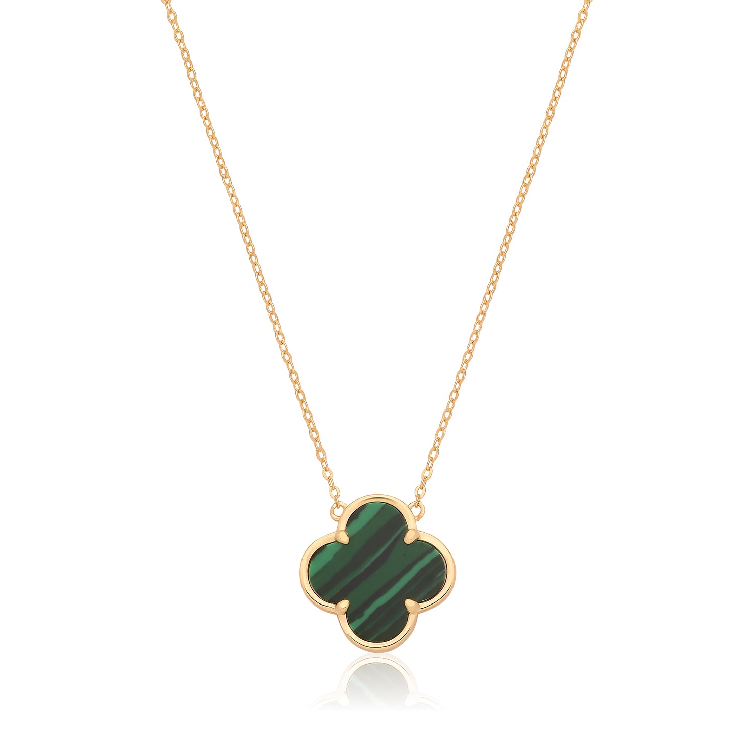 Vintage Prague Malachite Necklace - Yellow Gold Plated Silver