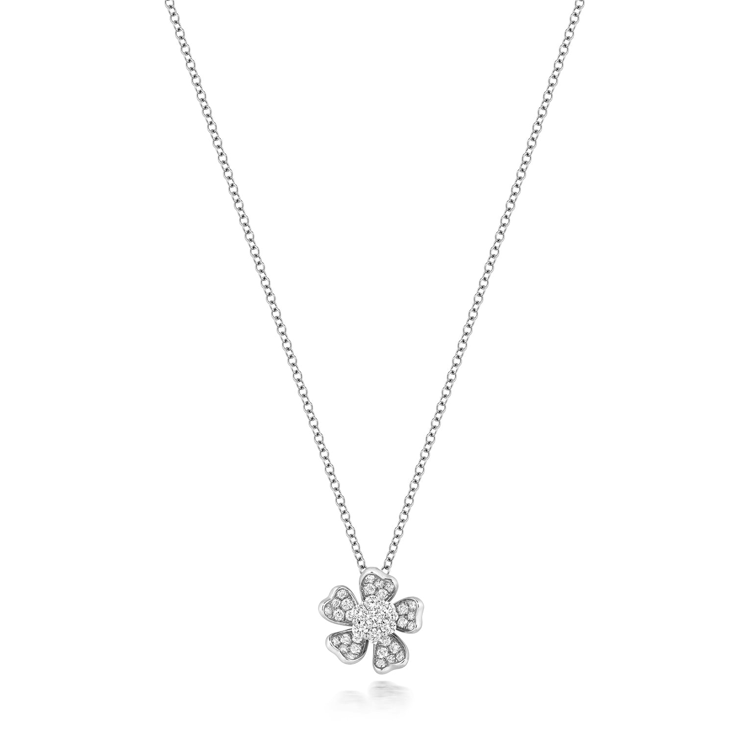 Diamond Flower Necklace - 18k White Gold