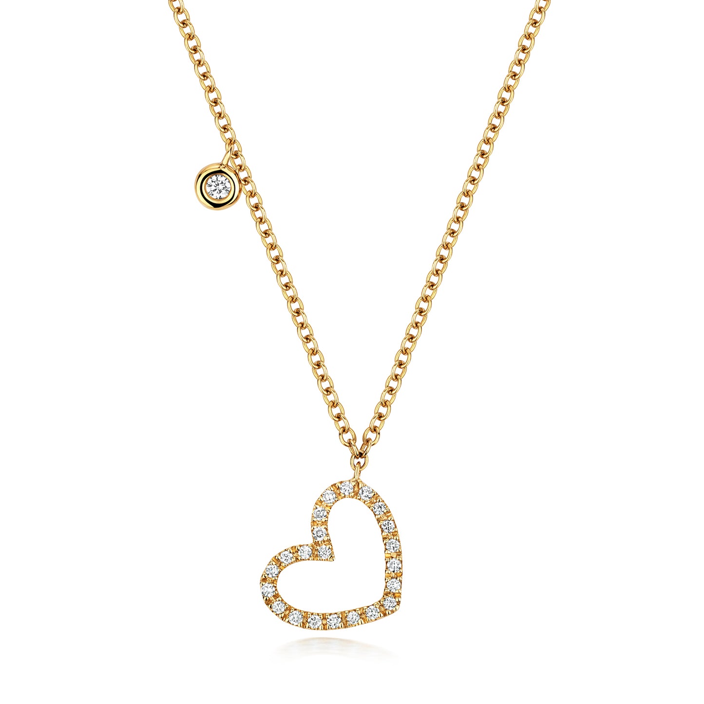 Diamond Heart Necklace - 18k Yellow Gold