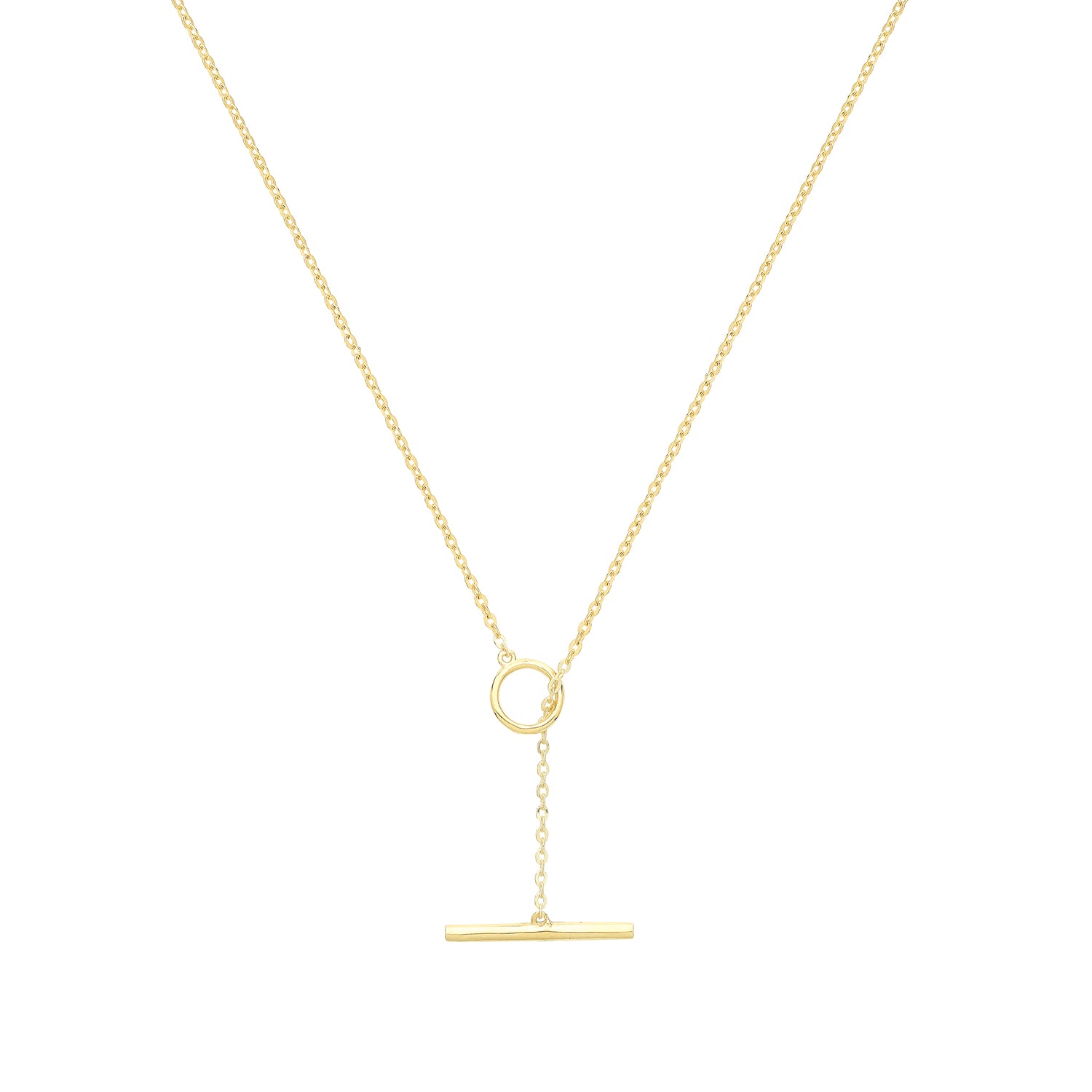 Adore Bar and Circle Necklace - 9k Yellow Gold