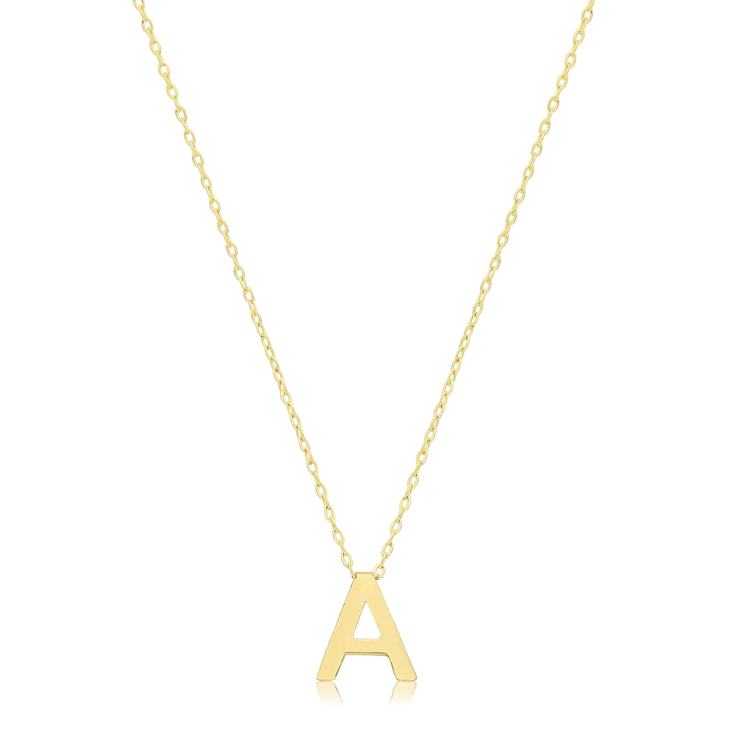 Initial Letter A Necklace – 9k Yellow Gold