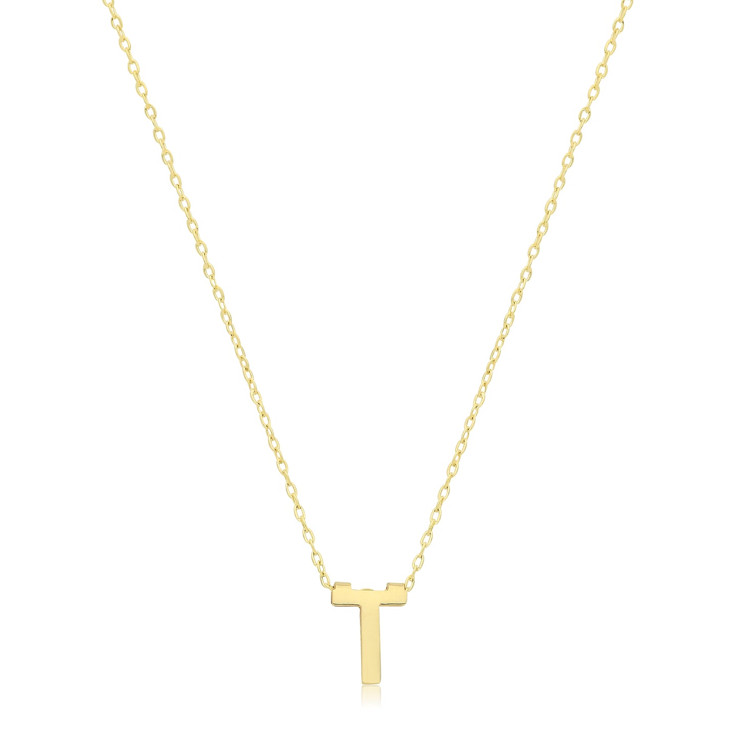 Initial Letter T Necklace – 9k Yellow Gold