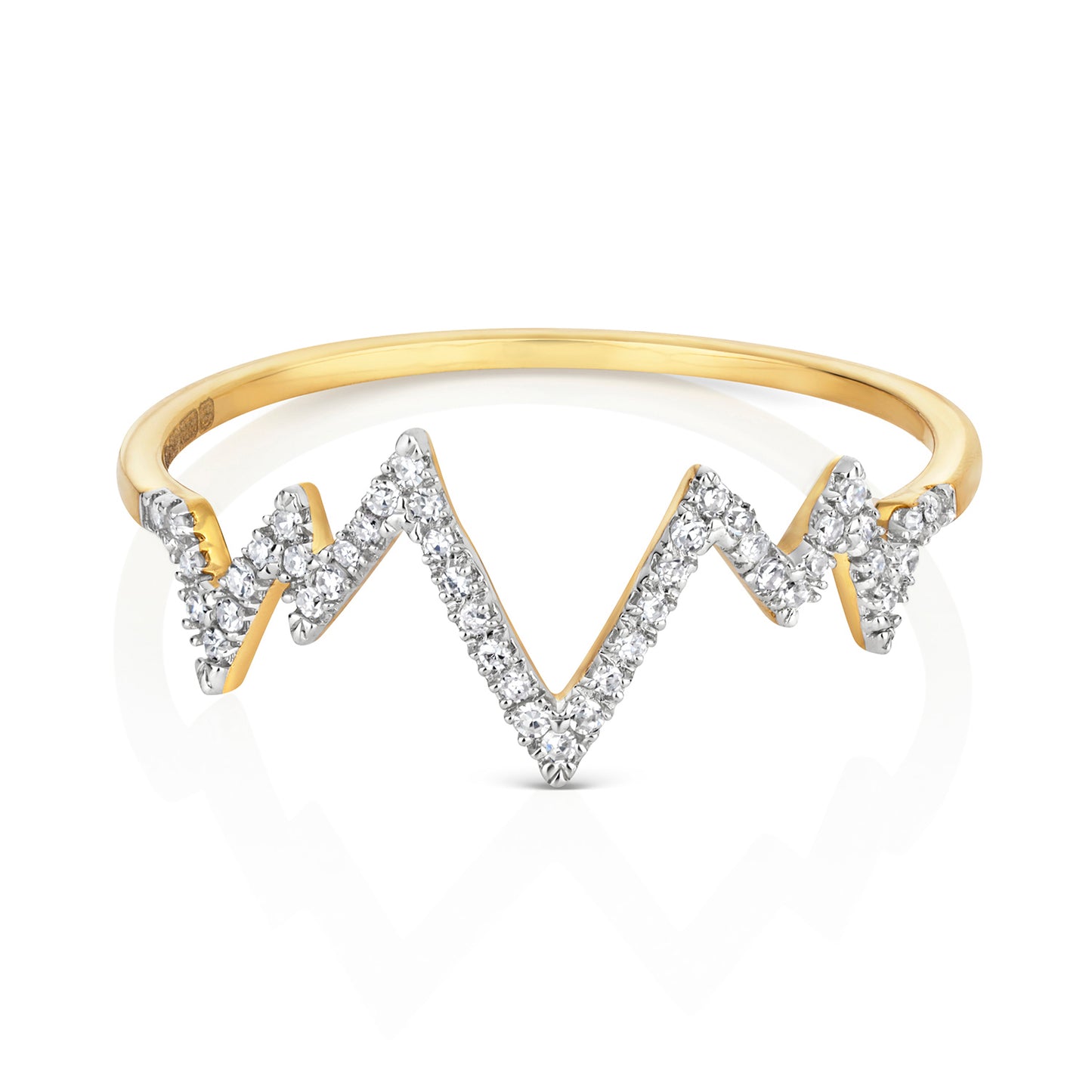 Heartbeat Pulse Diamond Ring - 9k Yellow Gold