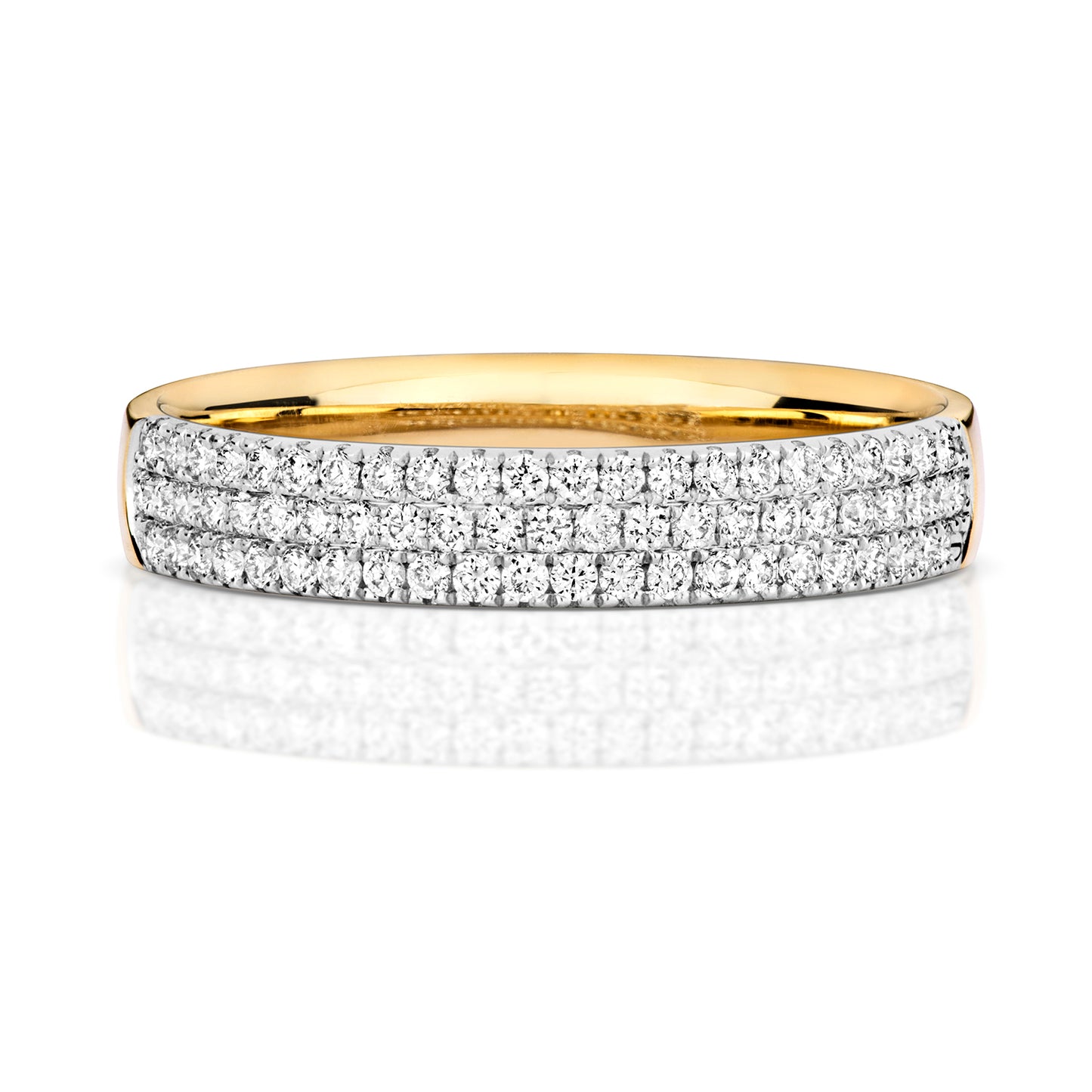 Odessa 3 Row Diamond Wedding Band - 18k Yellow Gold