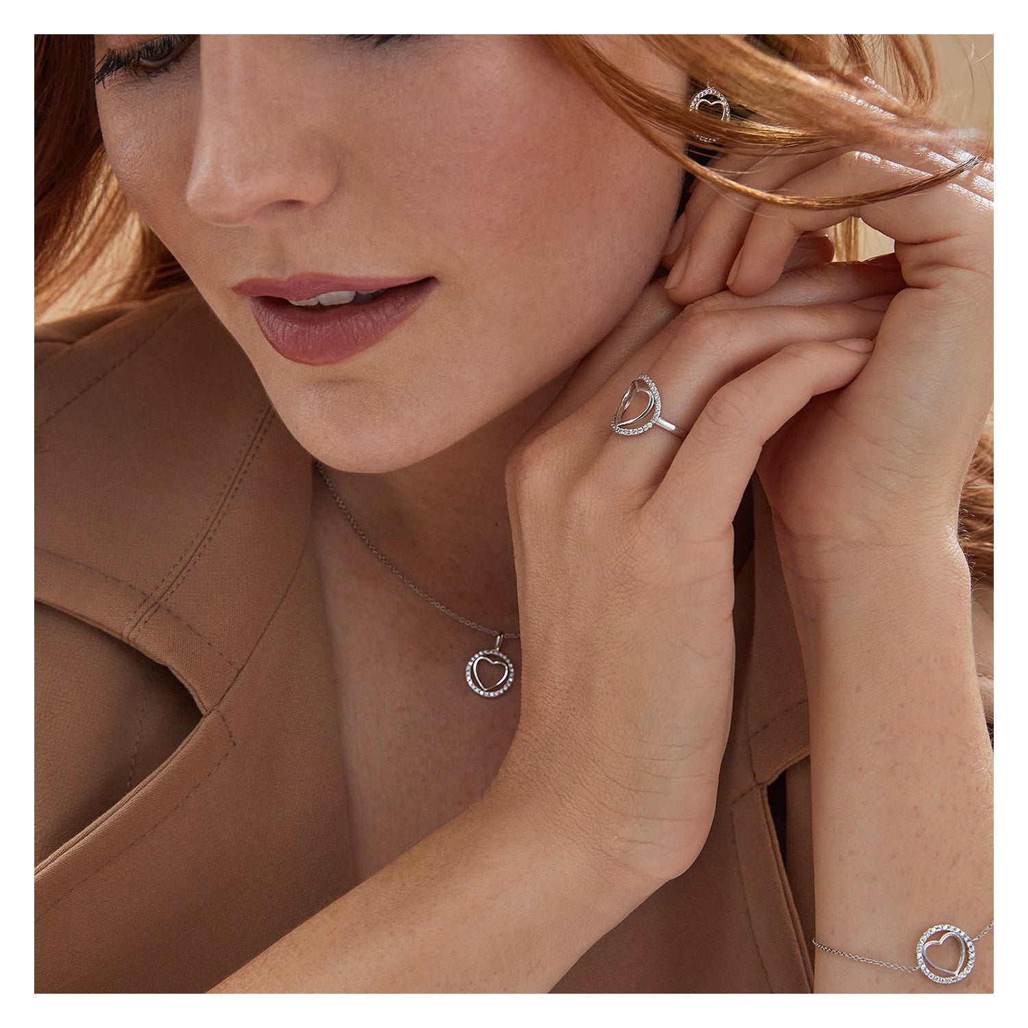 Heart & Halo Bracelet - Rhodium Plated Silver