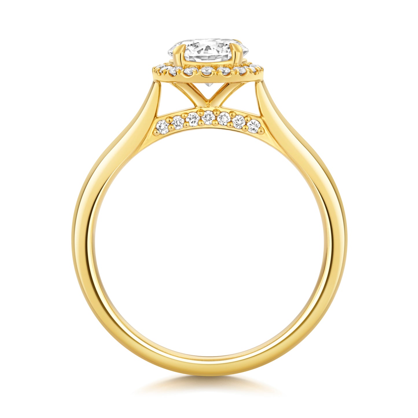 Maria Halo 0.75ct Round Lab Grown Diamond Engagement Ring - 18k Yellow Gold