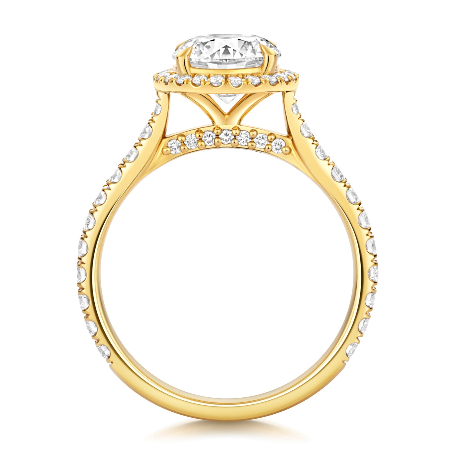 Maria Halo Pavé 1.50ct Round Lab Grown Diamond Engagement Ring - 18k Yellow Gold