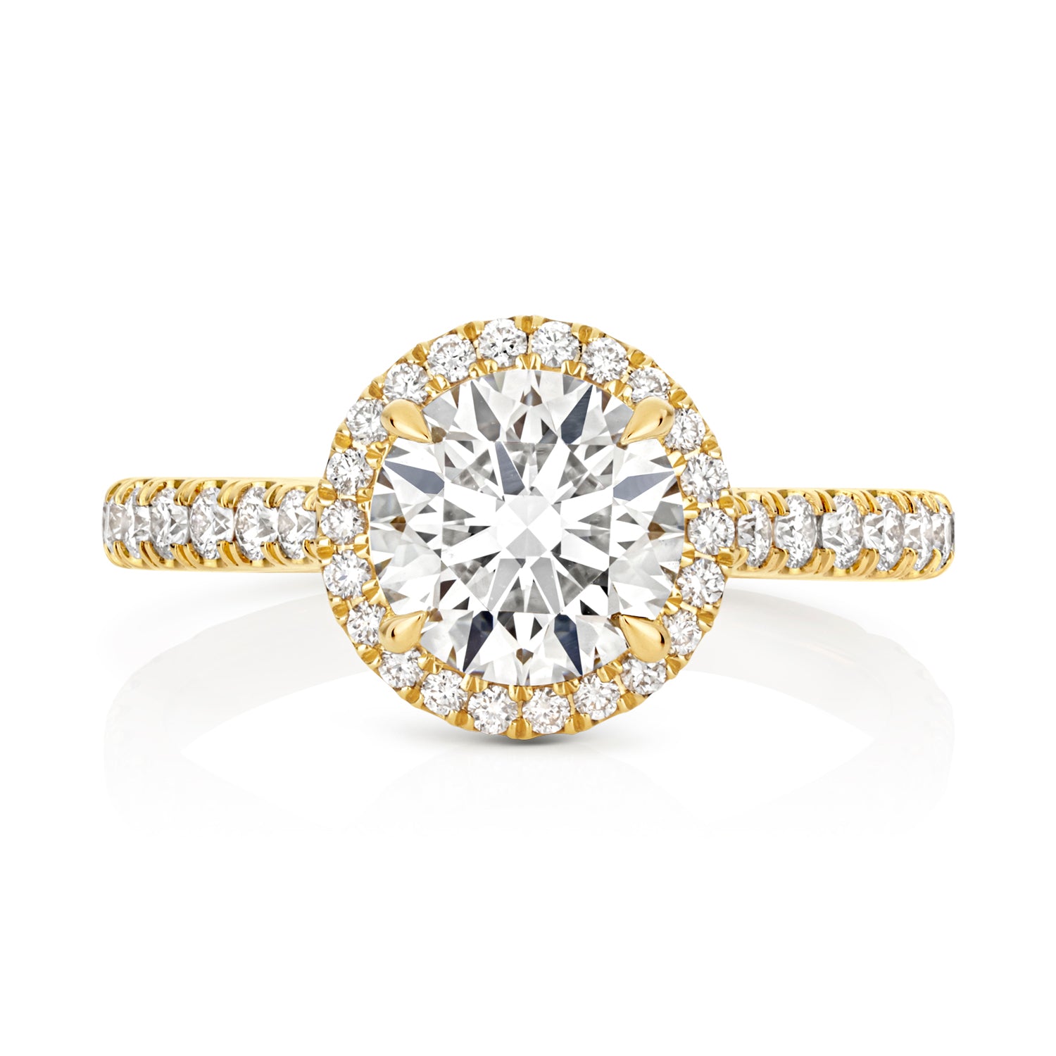 Maria Halo Pavé 1.50ct Round Lab Grown Diamond Engagement Ring - 18k Yellow Gold