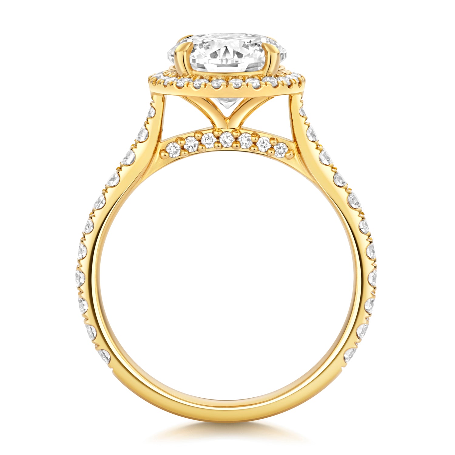 Maria Halo Pavé 2.00ct Round Lab Grown Diamond Engagement Ring - 18k Yellow Gold