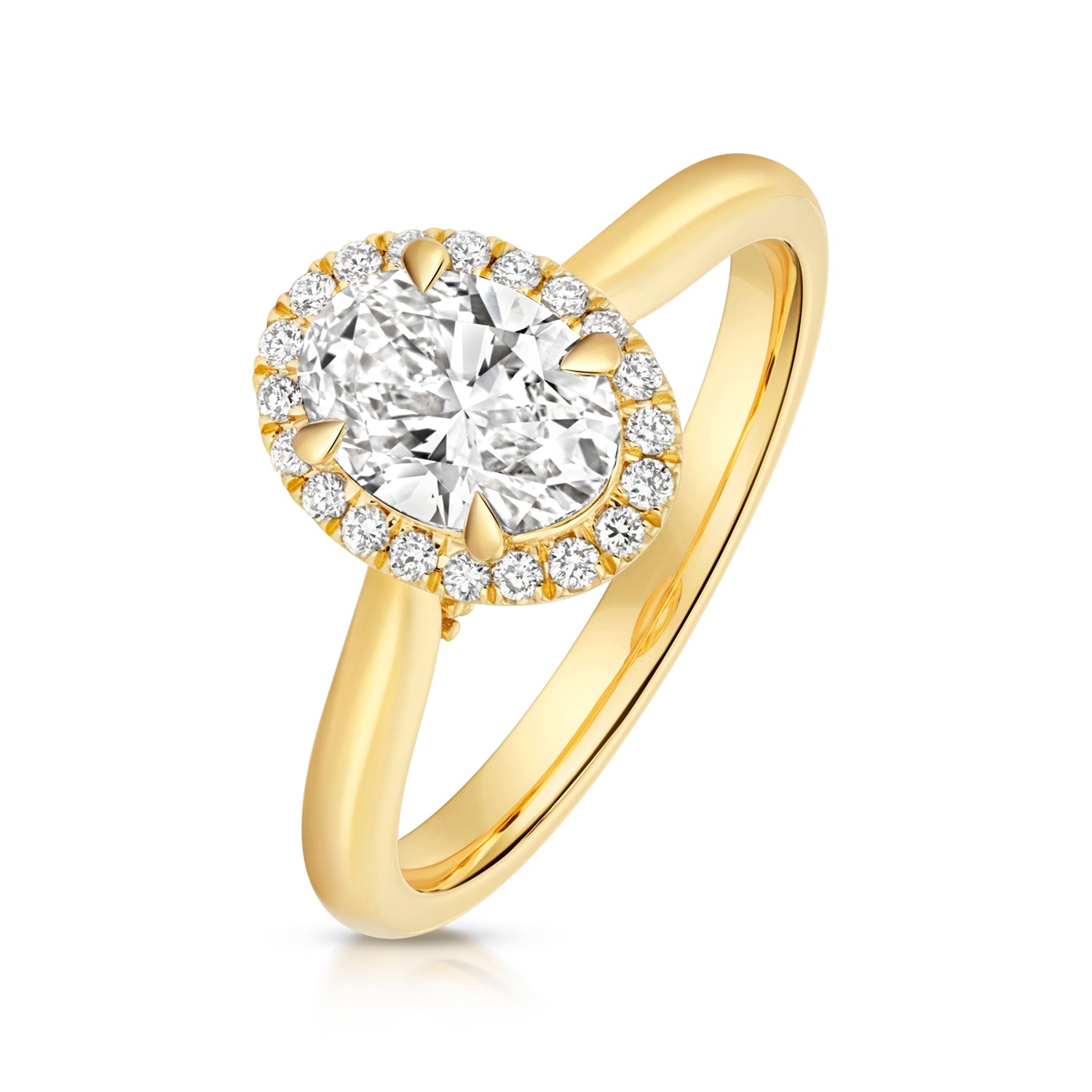 Ariana Halo 1.00ct Oval Lab Grown Diamond Engagement Ring - 18k Yellow Gold