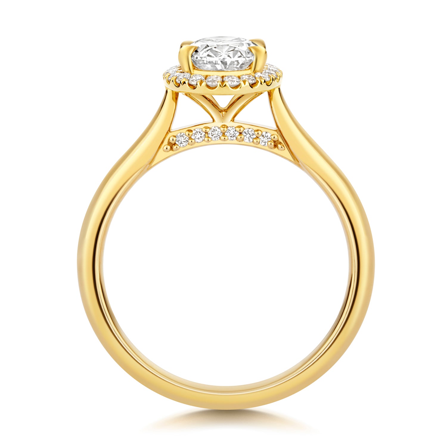 Ariana Halo 1.00ct Oval Lab Grown Diamond Engagement Ring - 18k Yellow Gold