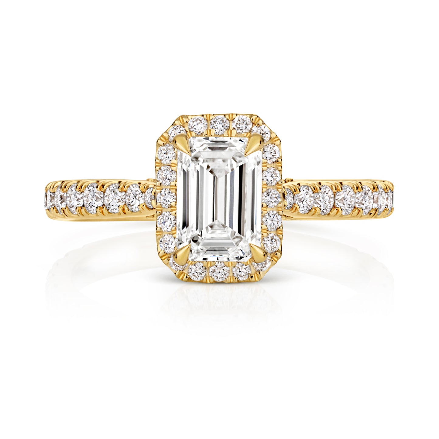 Portman Halo Pavé 1.00ct Emerald Cut Lab Grown Diamond Engagement Ring - 18k Yellow Gold