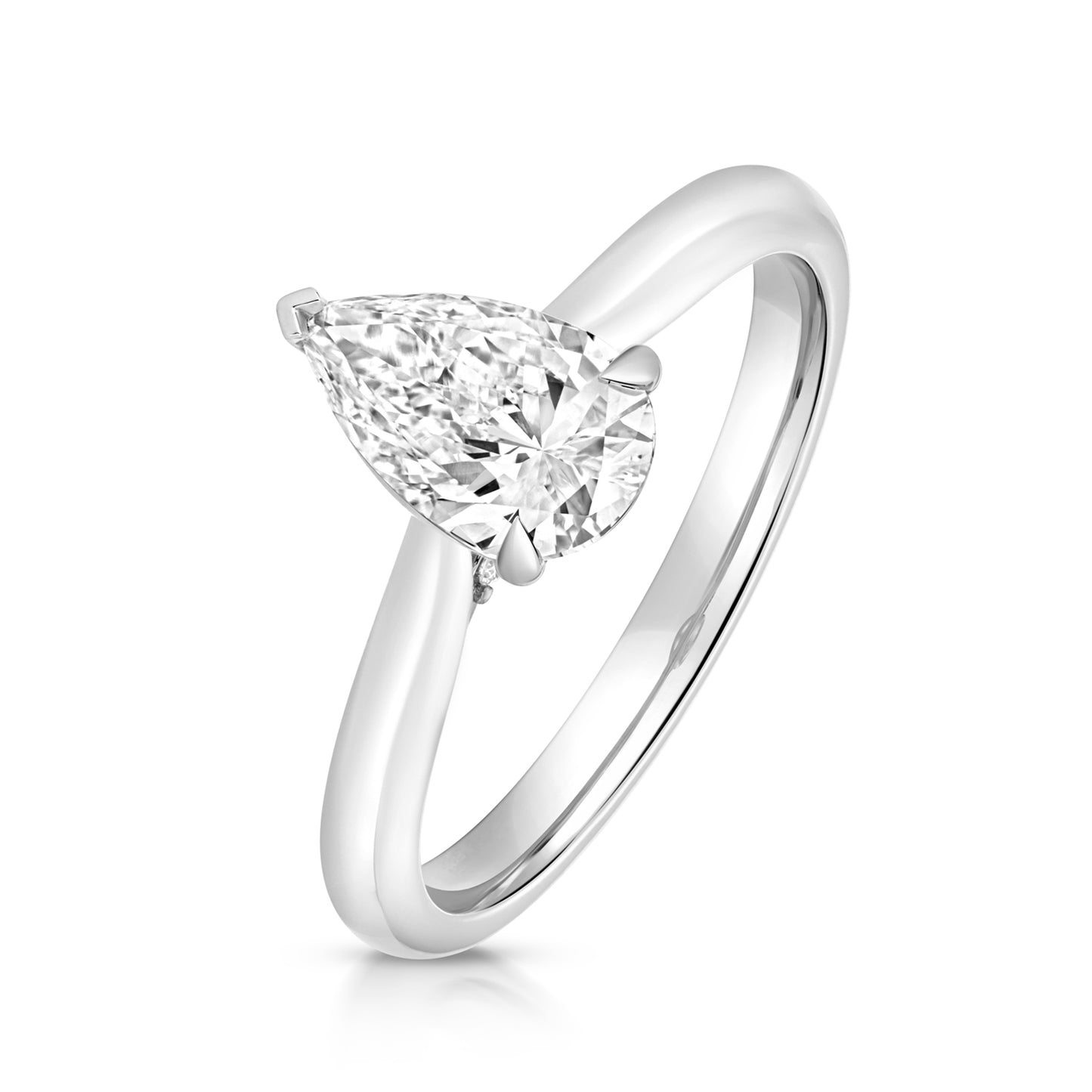 Margot 1.00ct Pear Shape Lab Grown Diamond Engagement Ring - 18k White Gold