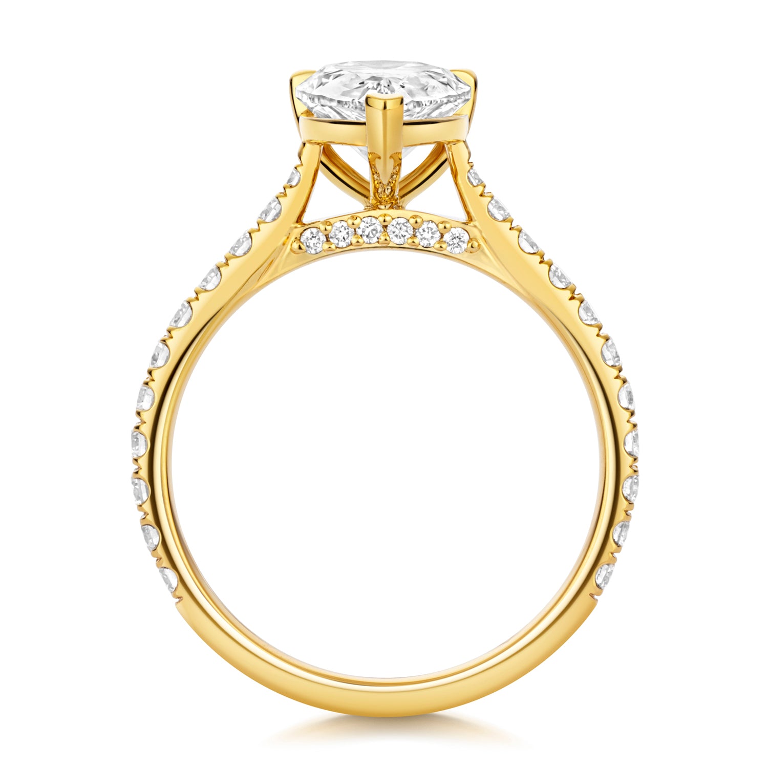 Margot Pavé 2.00ct Pear Shape Lab Grown Diamond Engagement Ring - 18k Yellow Gold