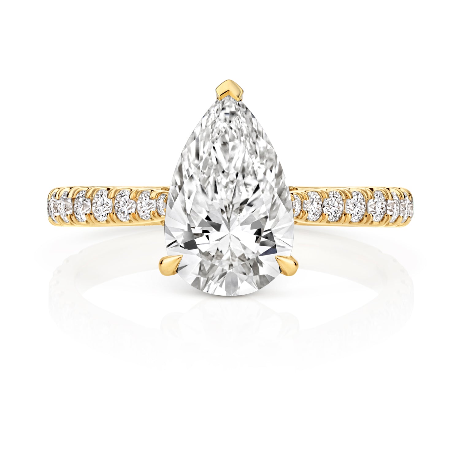 Margot Pavé 2.00ct Pear Shape Lab Grown Diamond Engagement Ring - 18k Yellow Gold