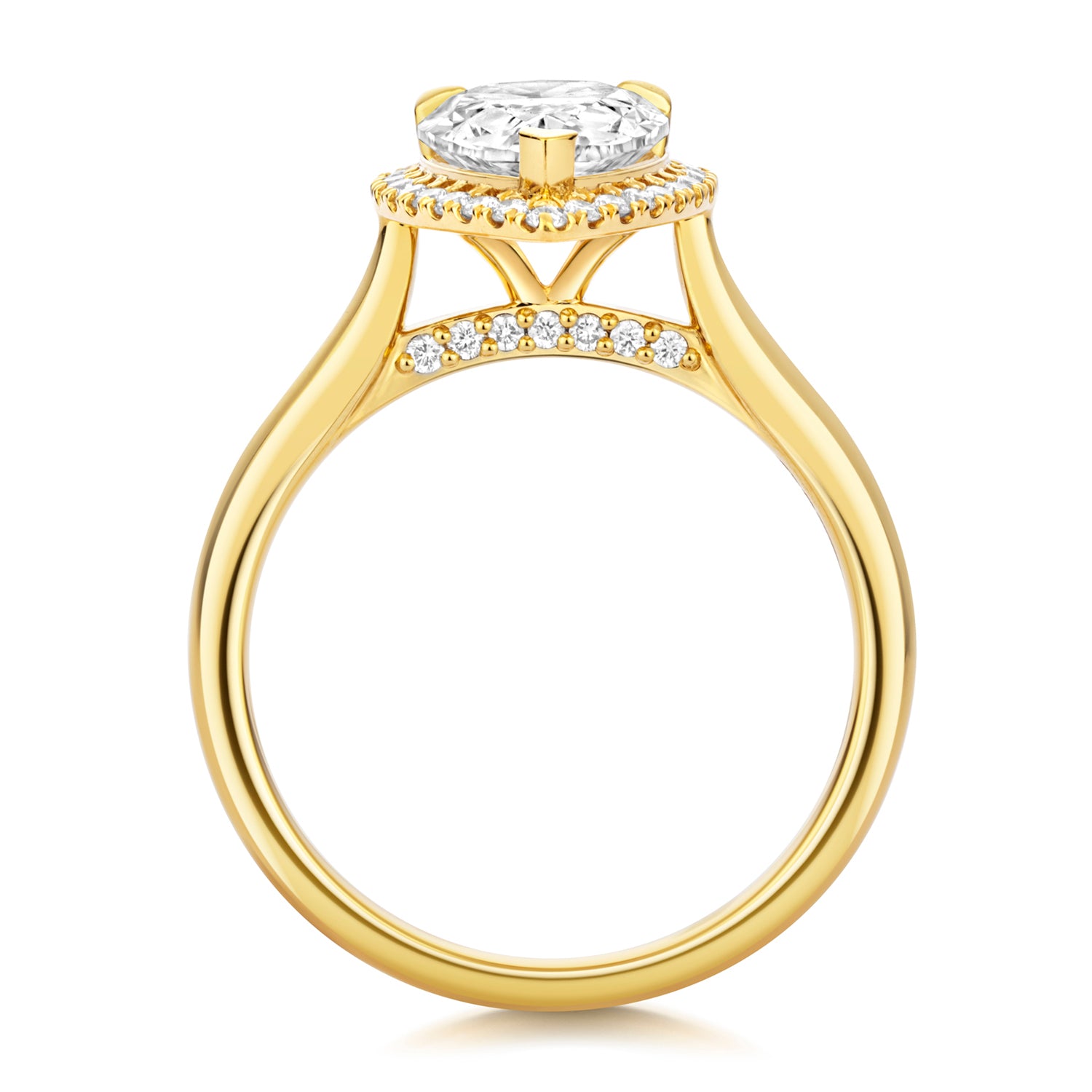 Margot Halo 2.00ct Pear Shape Lab Grown Diamond Engagement Ring - 18k Yellow Gold