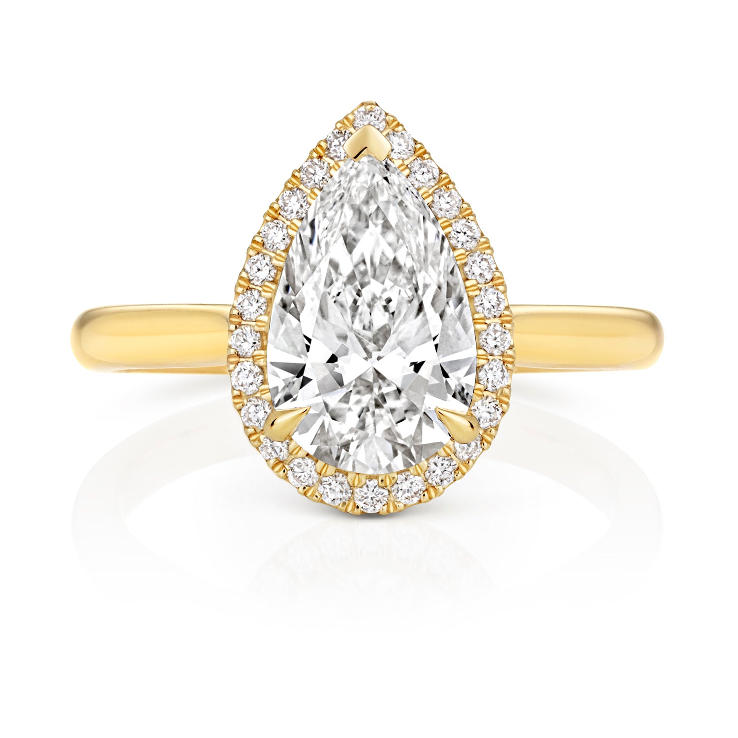 Margot Halo 2.00ct Pear Shape Lab Grown Diamond Engagement Ring - 18k Yellow Gold