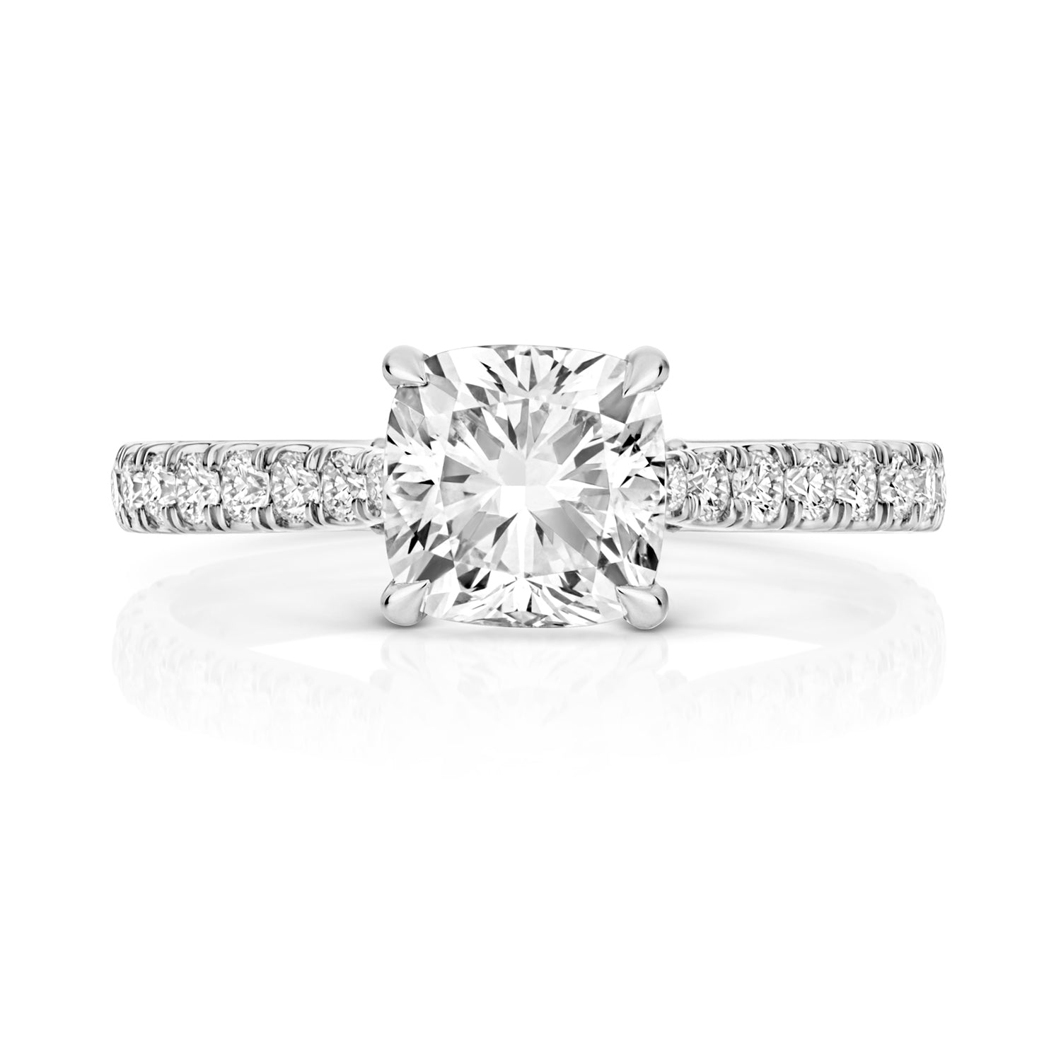 Mae Pavé 1.50ct Cushion Lab Grown Diamond Engagement Ring - 18k White Gold
