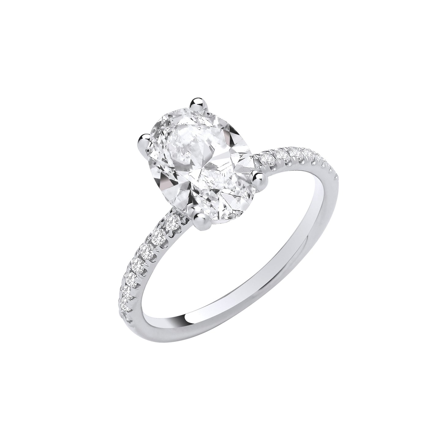 Dina Oval Lab Grown Hidden Halo Diamond Engagement Ring - 18k White Gold, 2.00ct