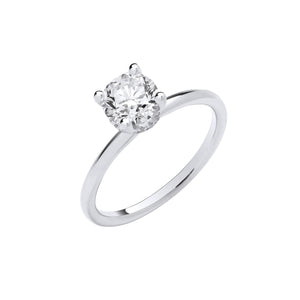 Maria Round Lab Grown Hidden Halo Diamond Engagement Ring - 18k White Gold, 1.00ct