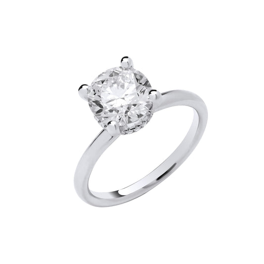 Maria Round Lab Grown Hidden Halo Diamond Engagement Ring - 18k White Gold, 2.00ct