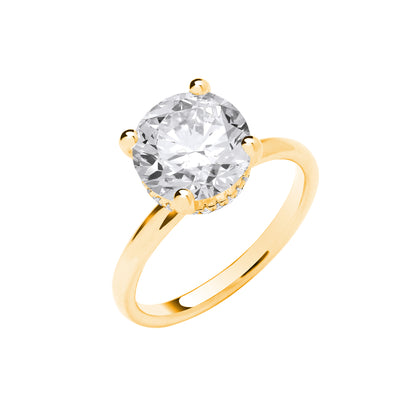 Maria Round Lab Grown Hidden Halo Diamond Engagement Ring - 18k Yellow Gold, 3.00ct