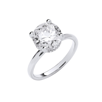 Maria Round Lab Grown Hidden Halo Diamond Engagement Ring - 18k White Gold, 3.00ct