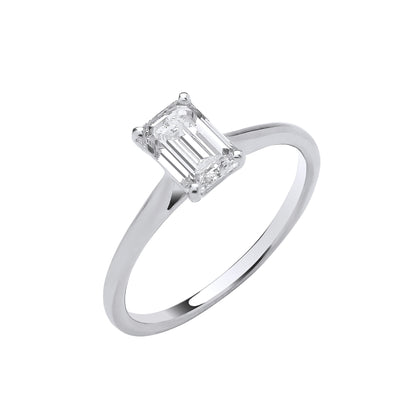 Portman Emerald Lab Grown Diamond Engagement Ring - 18k White Gold, 1.00ct