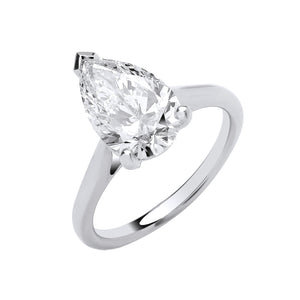 Scarlett Pear Lab Grown Diamond Engagement Ring - 18k White Gold, 3.00ct