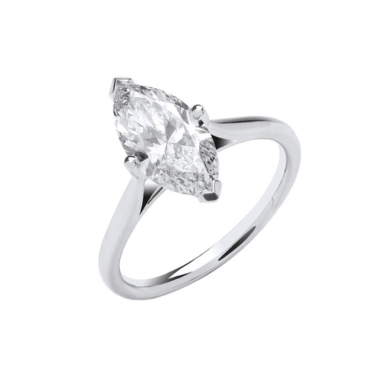 Selena Marquise Lab Grown Diamond Engagement Ring - 18k White Gold, 2.00ct