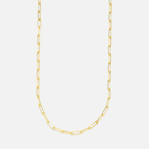 Lloyds Mini Paperclip Sold Gold Chain - 9k Yellow Gold Necklace