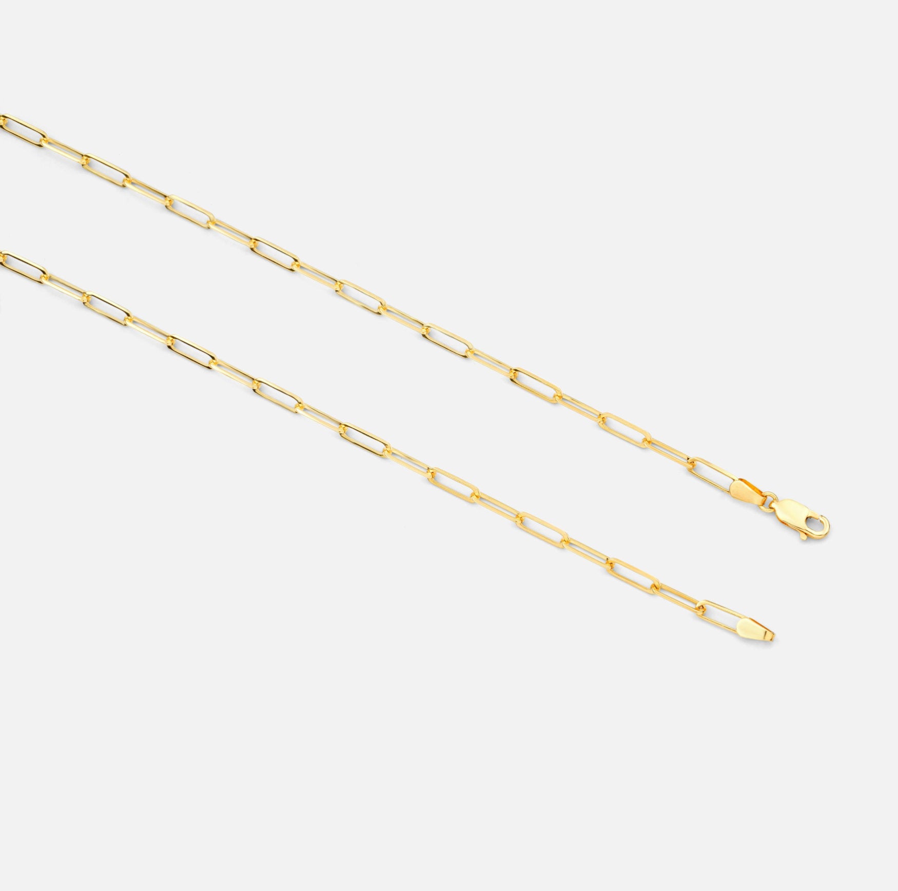 Lloyds Mini Paperclip Sold Gold Chain - 9k Yellow Gold Necklace