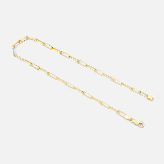 Lloyds Mini Paperclip Sold Gold Chain - 9k Yellow Gold Bracelet