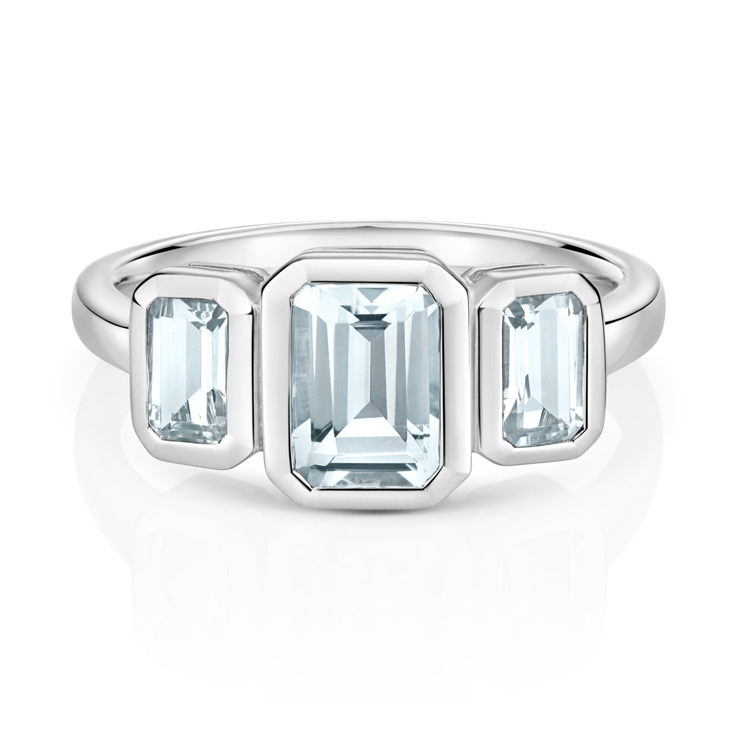 Mable Trilogy Aquamarine Ring - 9k White Gold