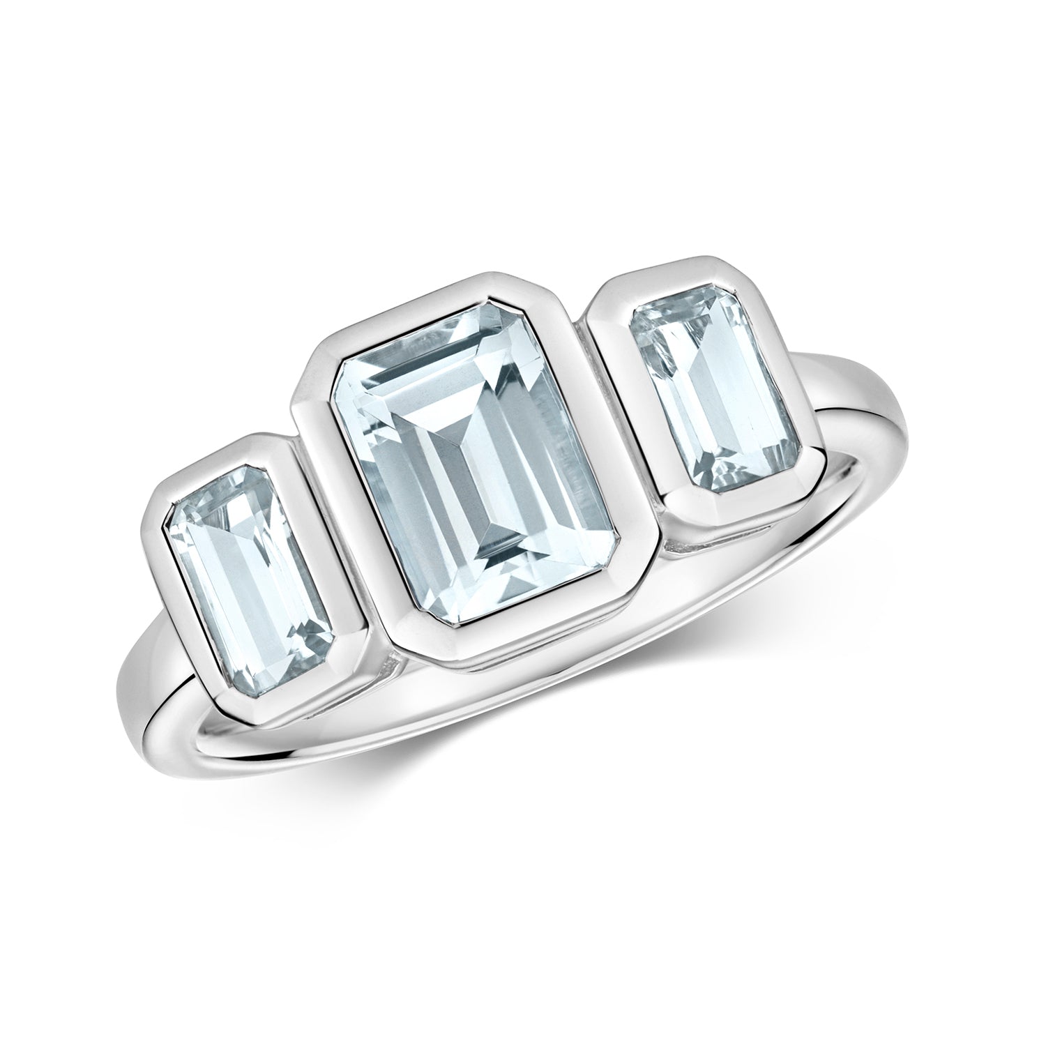 Mable Trilogy Aquamarine Ring - 9k White Gold