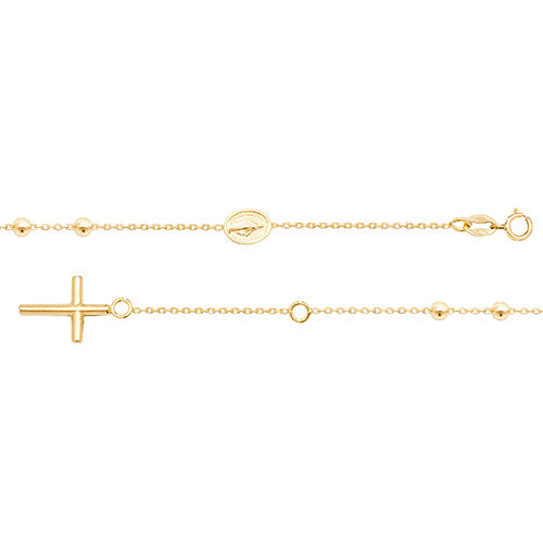 Rosary Bead Classic Chain Bracelet - 9k Yellow Gold