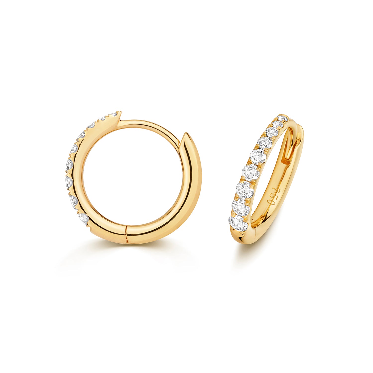 Kaia Diamond Huggie Hoop 8mm Earrings - 18k Yellow Gold