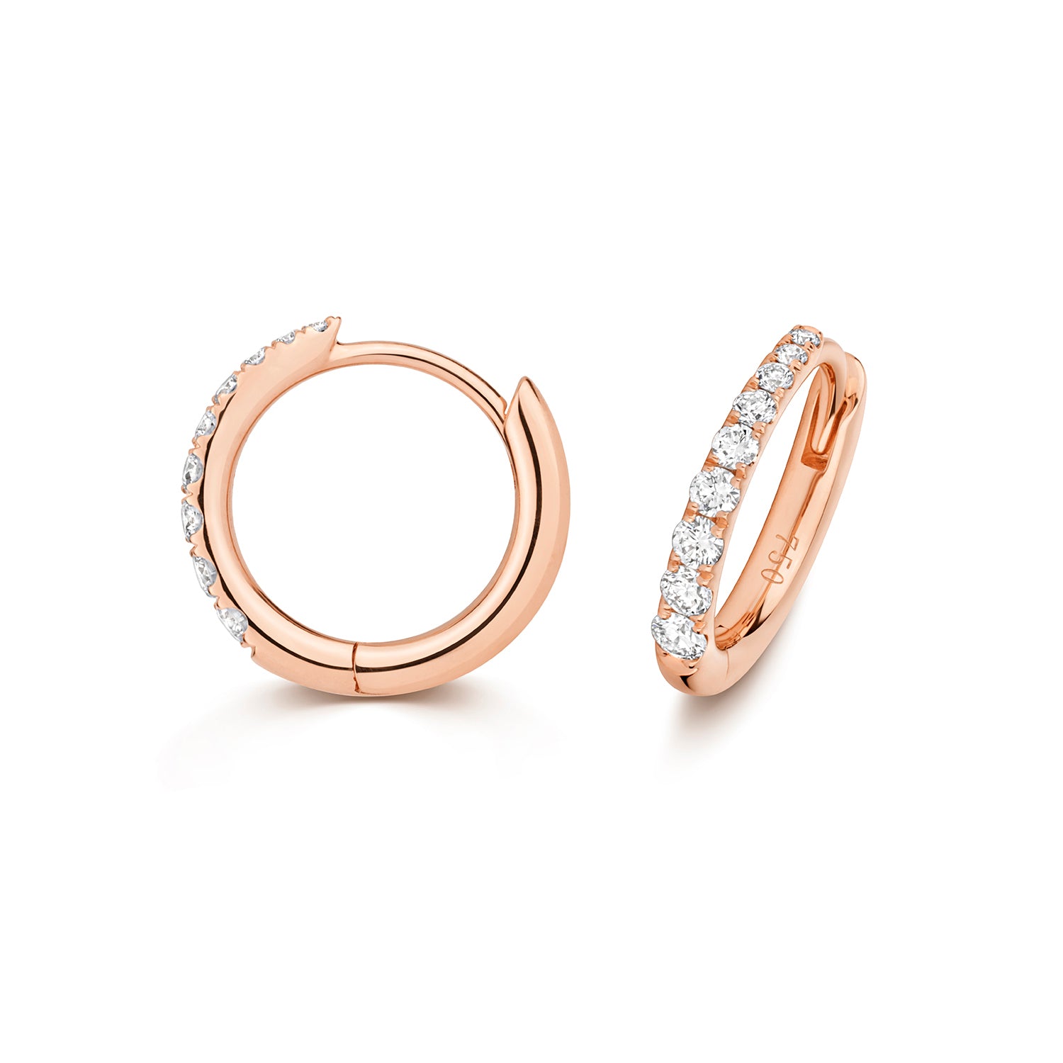 Kaia Diamond Huggie Hoop 8mm Earrings - 18k Rose Gold
