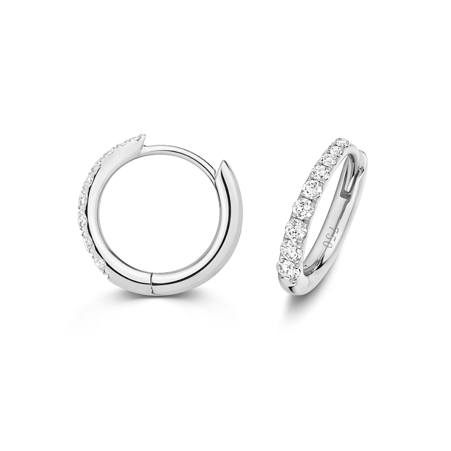 Kaia Diamond Huggie Hoop 8mm Earrings - 18k White Gold