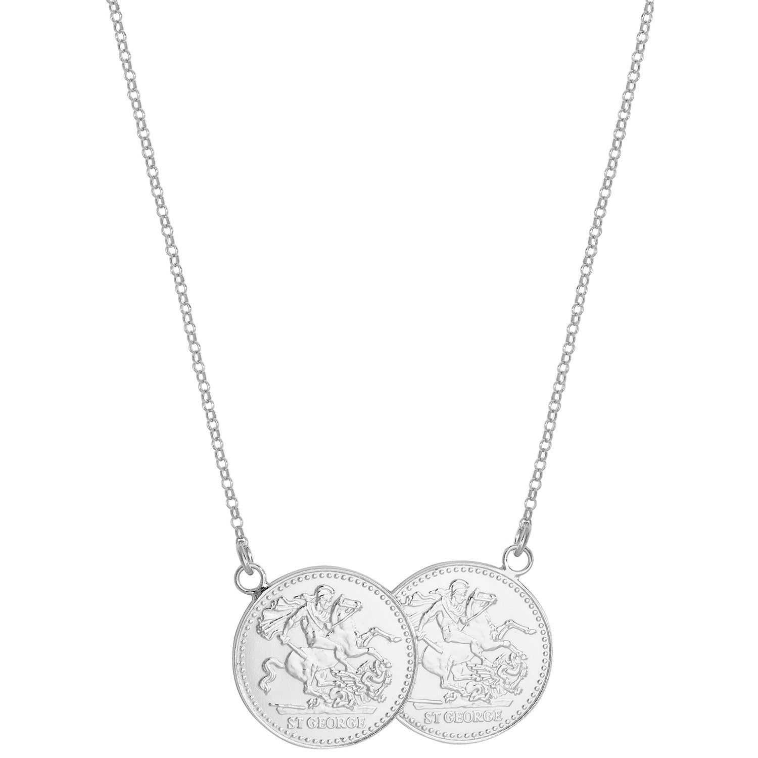 St George Full Sovereign Coins Necklace - Sterling Silver