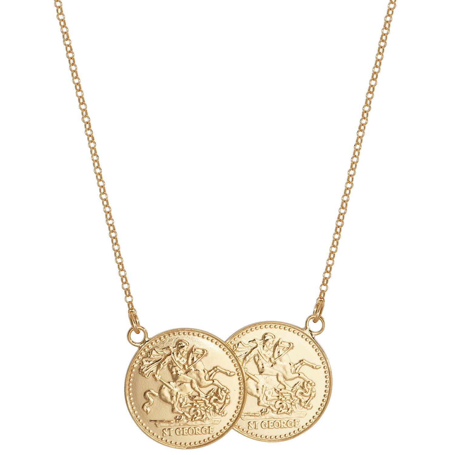 St George Full Sovereign Coins Necklace - Yellow Gold Plated Silver