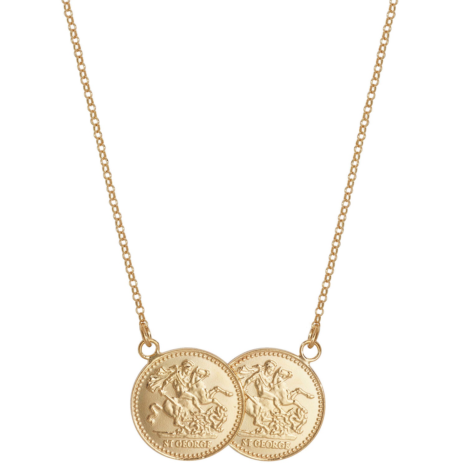 St George Half Sovereign Coins Necklace - Gold Plated Silver