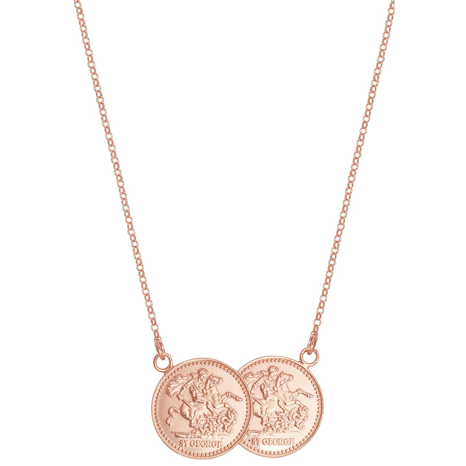 St George Half Sovereign Coins Necklace - Rose Gold Plated Silver