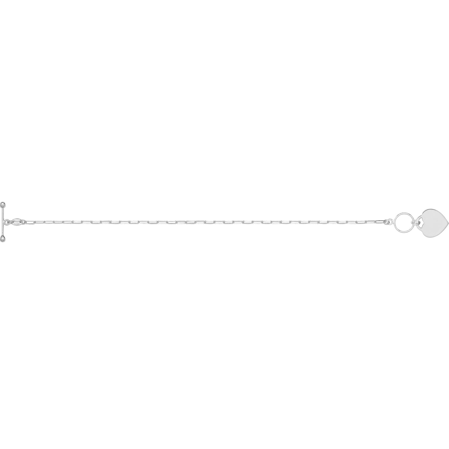 Paperclip T-Bar Chain & Heart Bracelet - Sterling Silver
