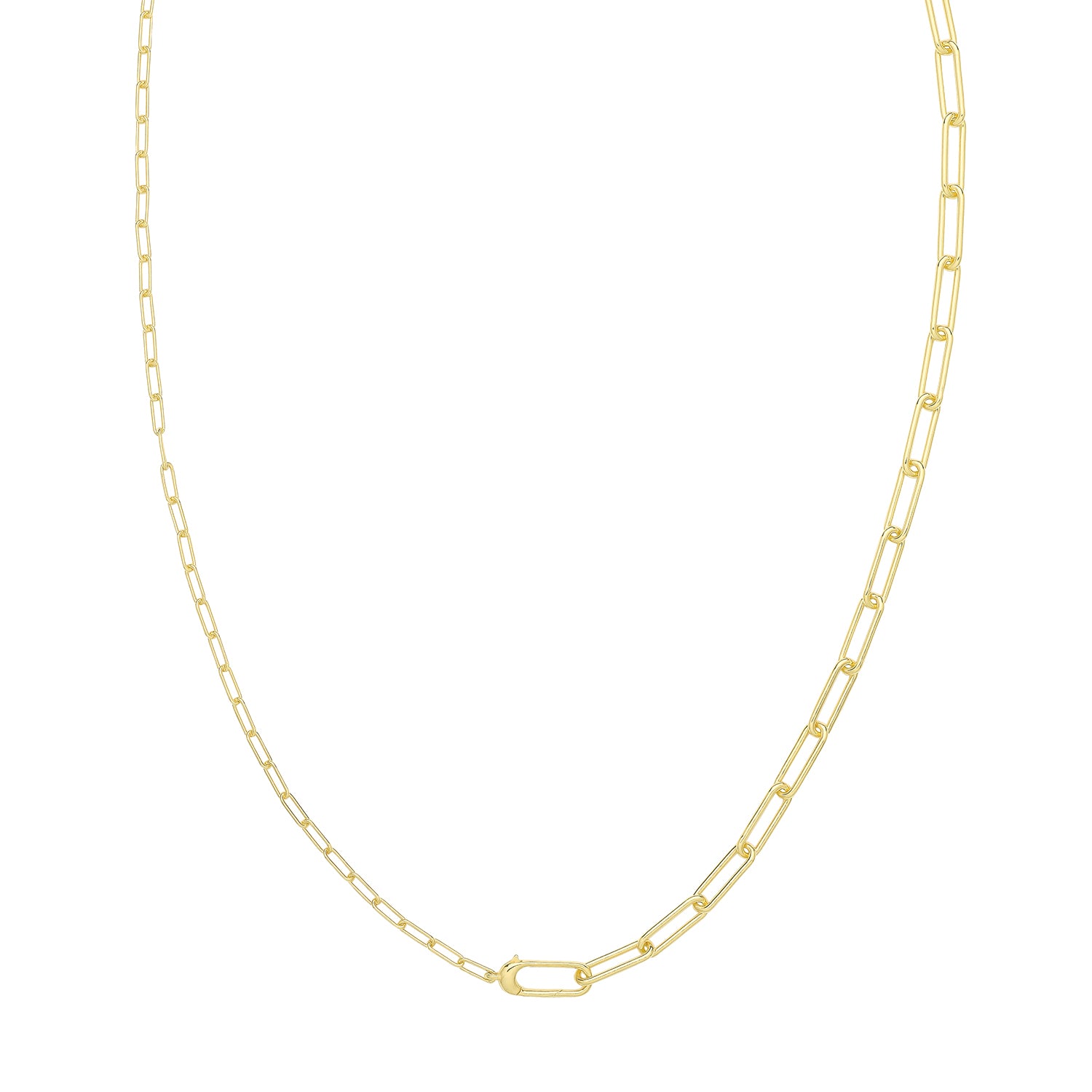 Tapered Paperclip Link Necklace – Yellow Gold Plated Silver