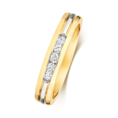 Vowen Diamond Channel Wedding Band - 9k Yellow Gold