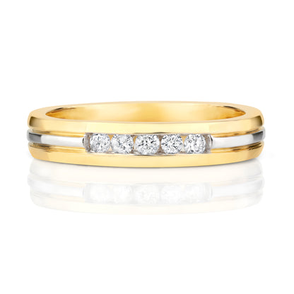 Vowen Diamond Channel Wedding Band - 9k Yellow Gold