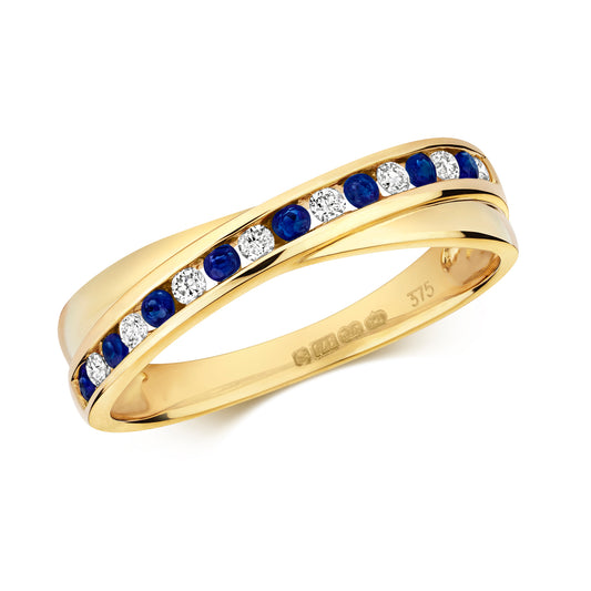 Milan Eternity Sapphire and Diamond Ring - 9k Yellow Gold